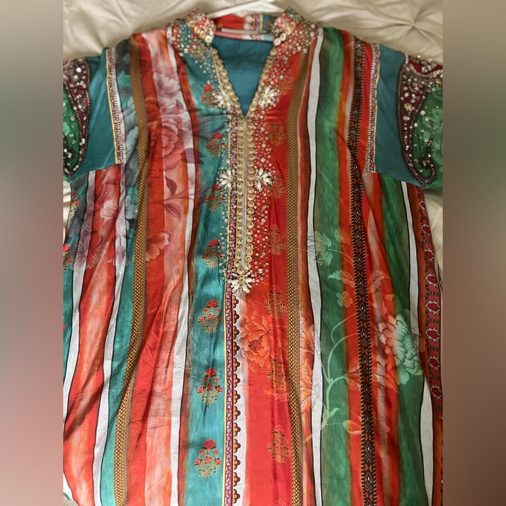 Ammara Khan Multicolor Burst Kaftan - Picture 5 of 7